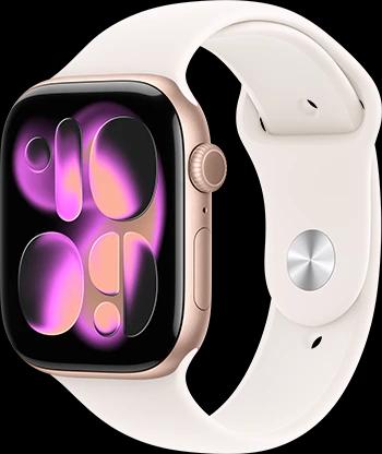 Apple Watch Series 11 46mm Rose Gold Aluminum Light Blush Sport Band 34FR Screen USEN Apple Watch Series 11 46mm Rose Gold Aluminum Light Blush Sport Band 34FR Screen USEN