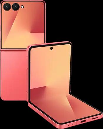 Samsung Galaxy Z Flip7 tabletopl30back coralred Samsung Galaxy Z Flip7 tabletopl30back coralred